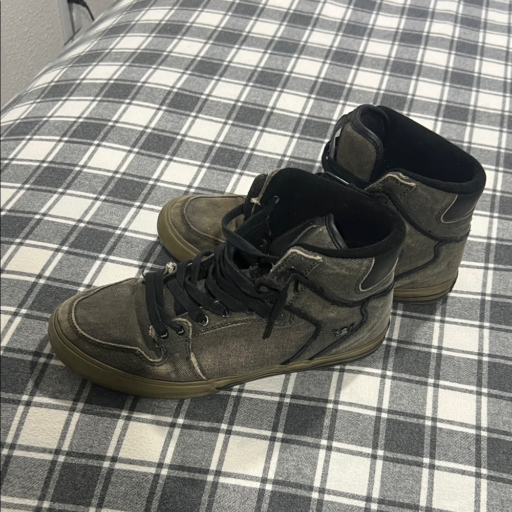 Supra Grey and Black High-Top Sneakers